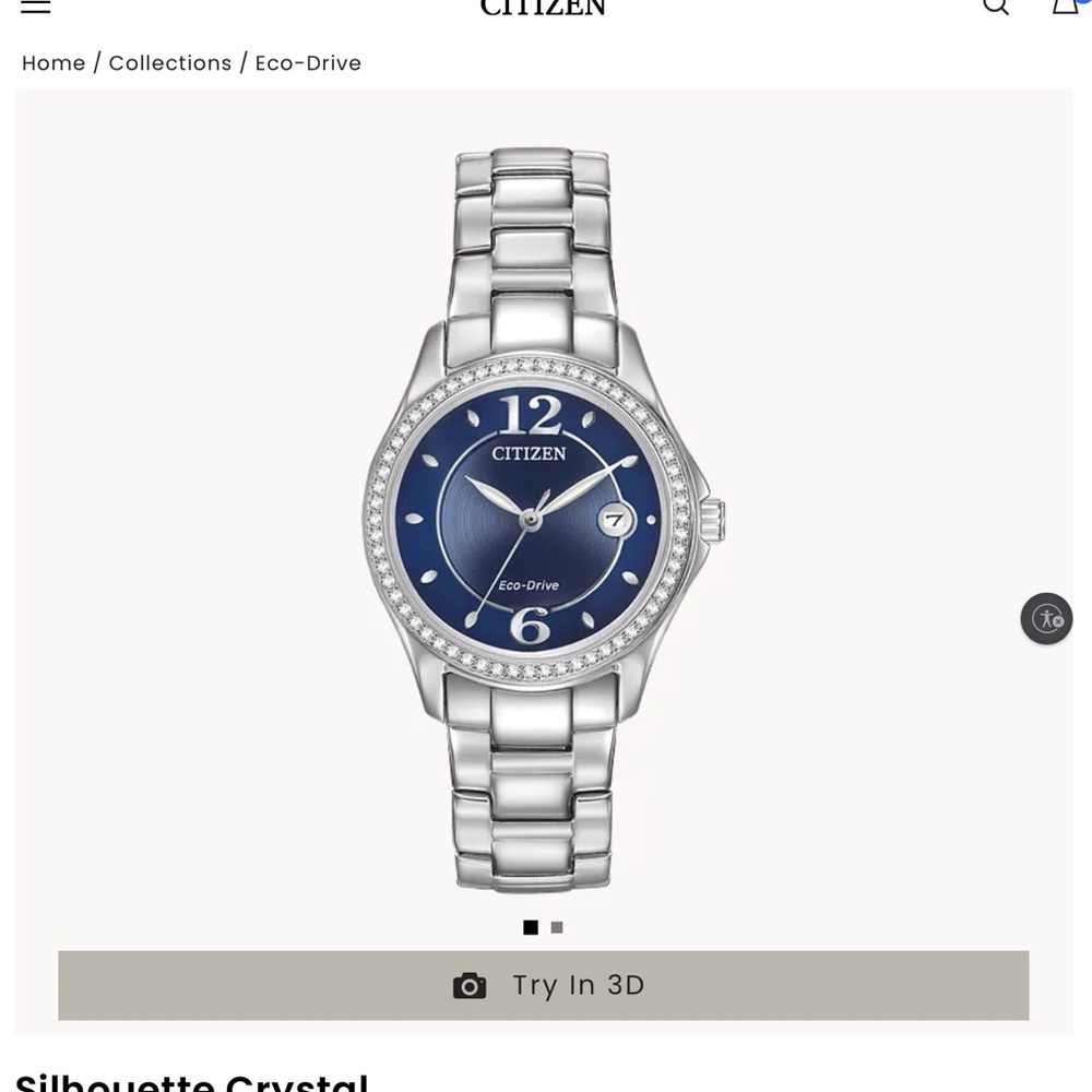 ✅✅Citizen Eco-Drive Silver Watch with Blue Dial.  Silhouette Crystal✅✅💯
